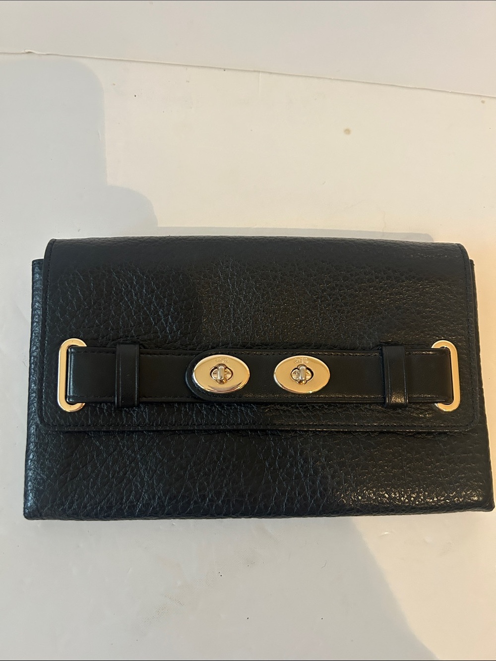 Coach Blake Clutch in Black Pebbled Full Grain Leather Stunning Quiet Luxury